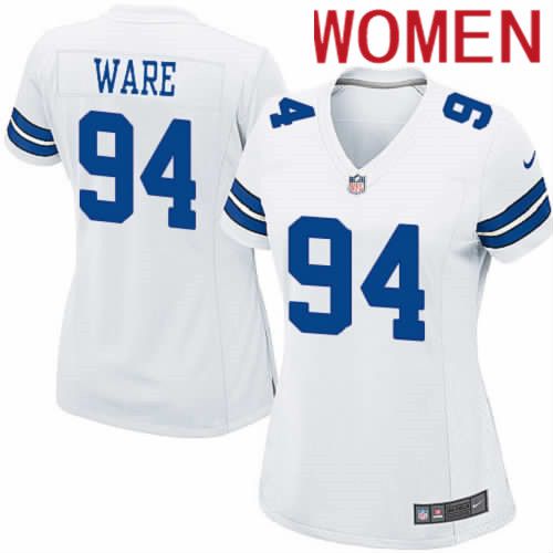 Women Dallas Cowboys 94 DeMarcus Ware Nike White Team Game NFL Jersey